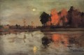 Luna crepuscular 1899 Isaac Levitan paisaje fluvial